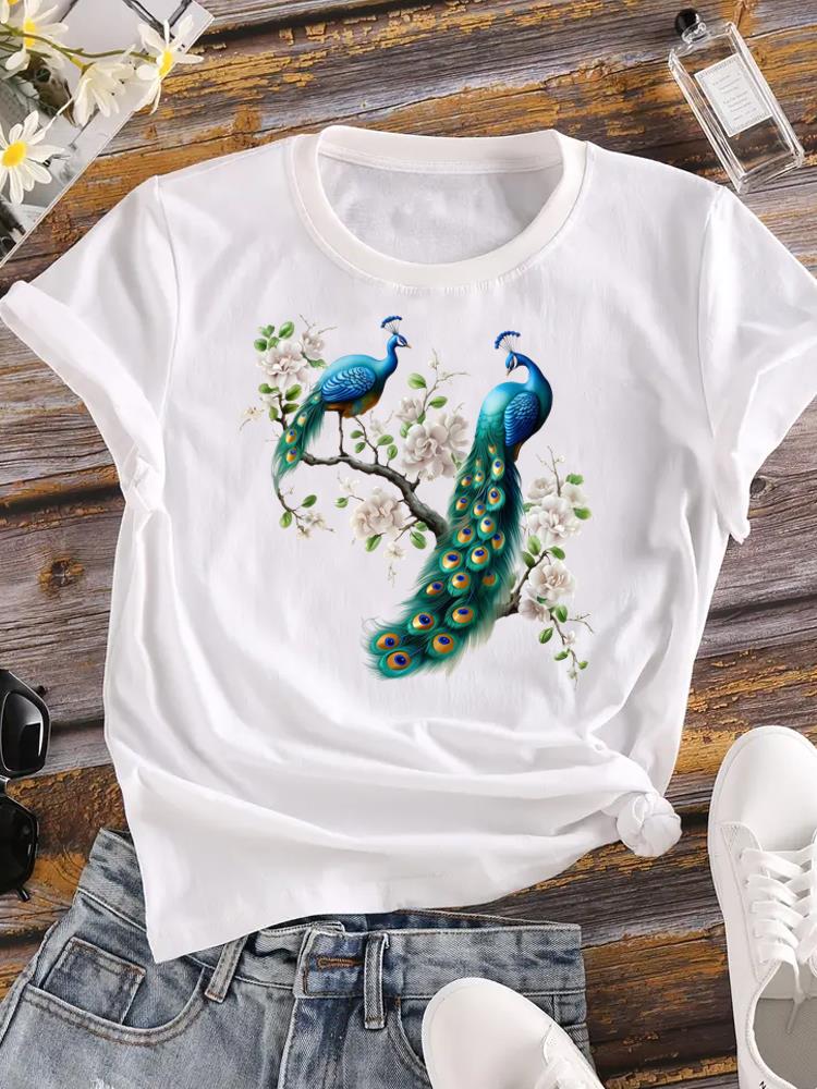 (Asian Size) Watercolor Cute 90s Lady Female Top Printed Women Casual T Shirt Fashion Graphic Short Sleeve T-shirts Tee Clothing