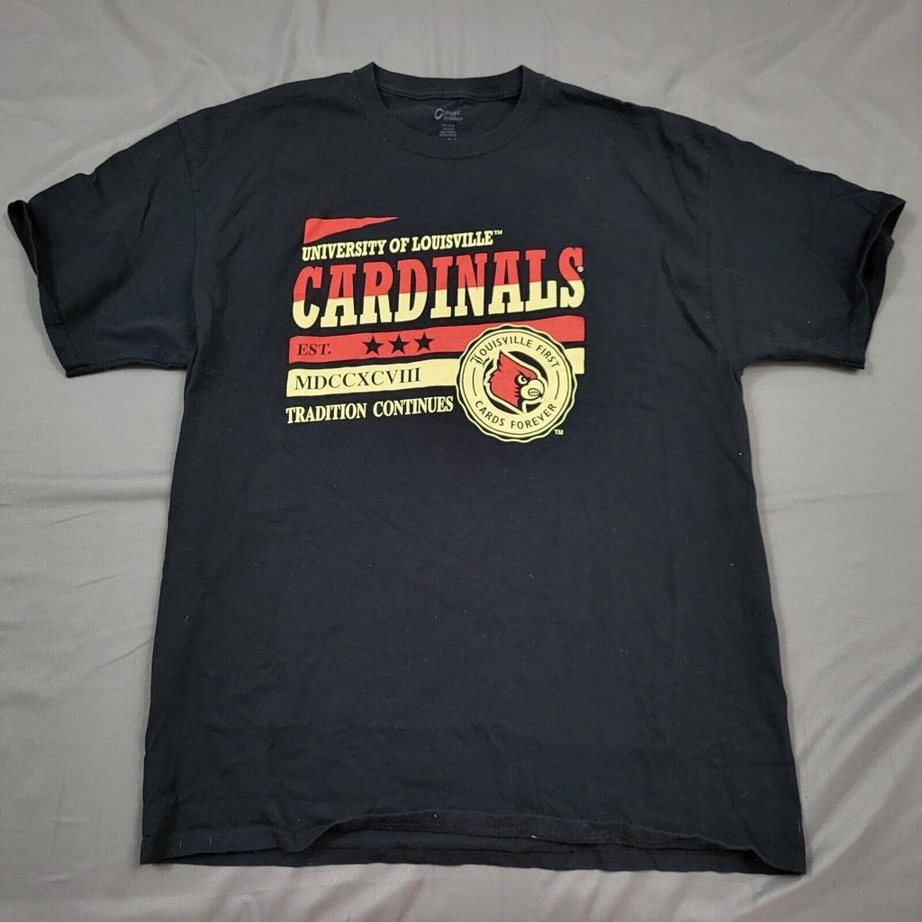 Port and Company Mens University Louisville Cardinals Graphic T-Shirt Black XL Unisex T-Shirt