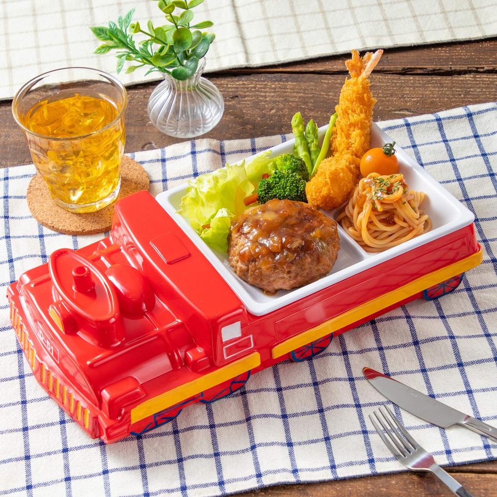 Endo Shoji TKG Children's Lunch Plate, Red, Melamine, Removable Plate, Dimensions (W x D x H): 300 x 150 x 80 mm, Weight: 0.580 kg, Cute Plate for Fun