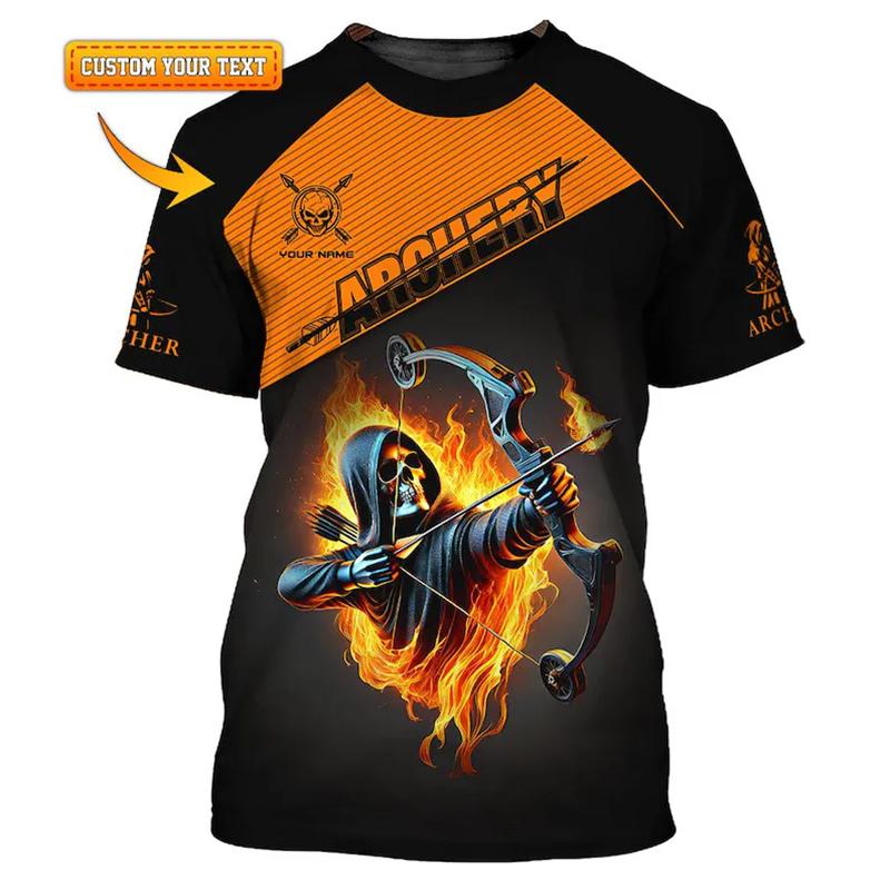 Fashion Personality Archery T-shirt Unisex Customizable Name Short Sleeve T Shirt Archery Custom Name DIY Sport Short Sleeve Top