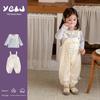 Spring 2026 Stylish Infant Girls' Full Print Overalls Two-Piece Set