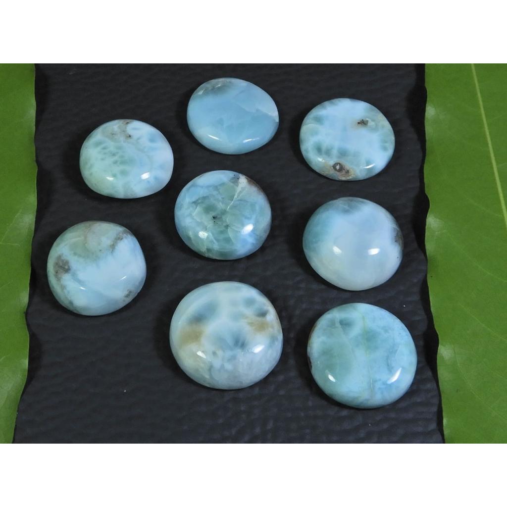 15MM Natural Larimar Pectolite Round Cabochon Loose Gemstone 08Pcs Lot 92Cts A-406