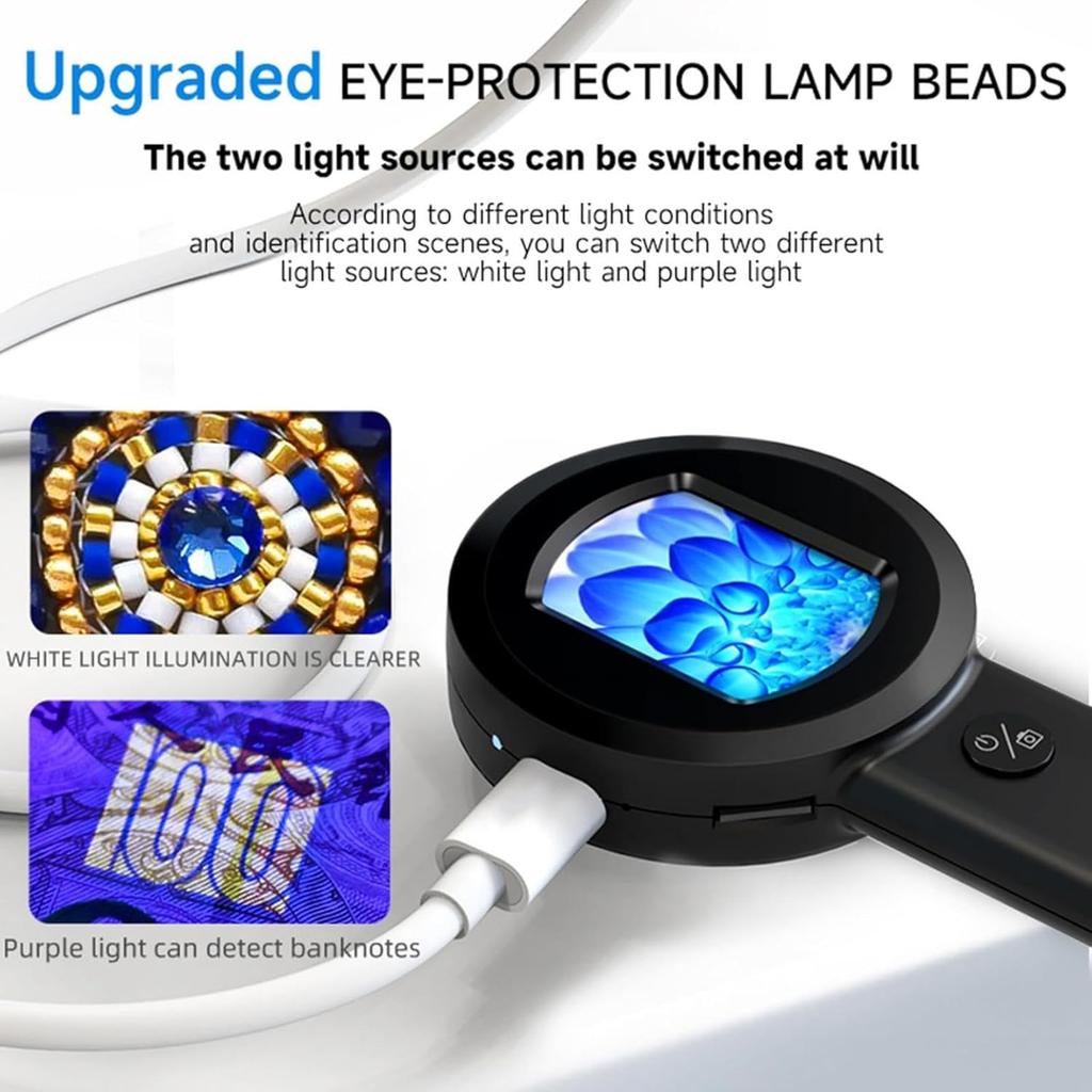 Handheld Digital Microscope With 2Inch LCD Screen Adjustable LED Lights For Coin Inspection Jewelry Analysis