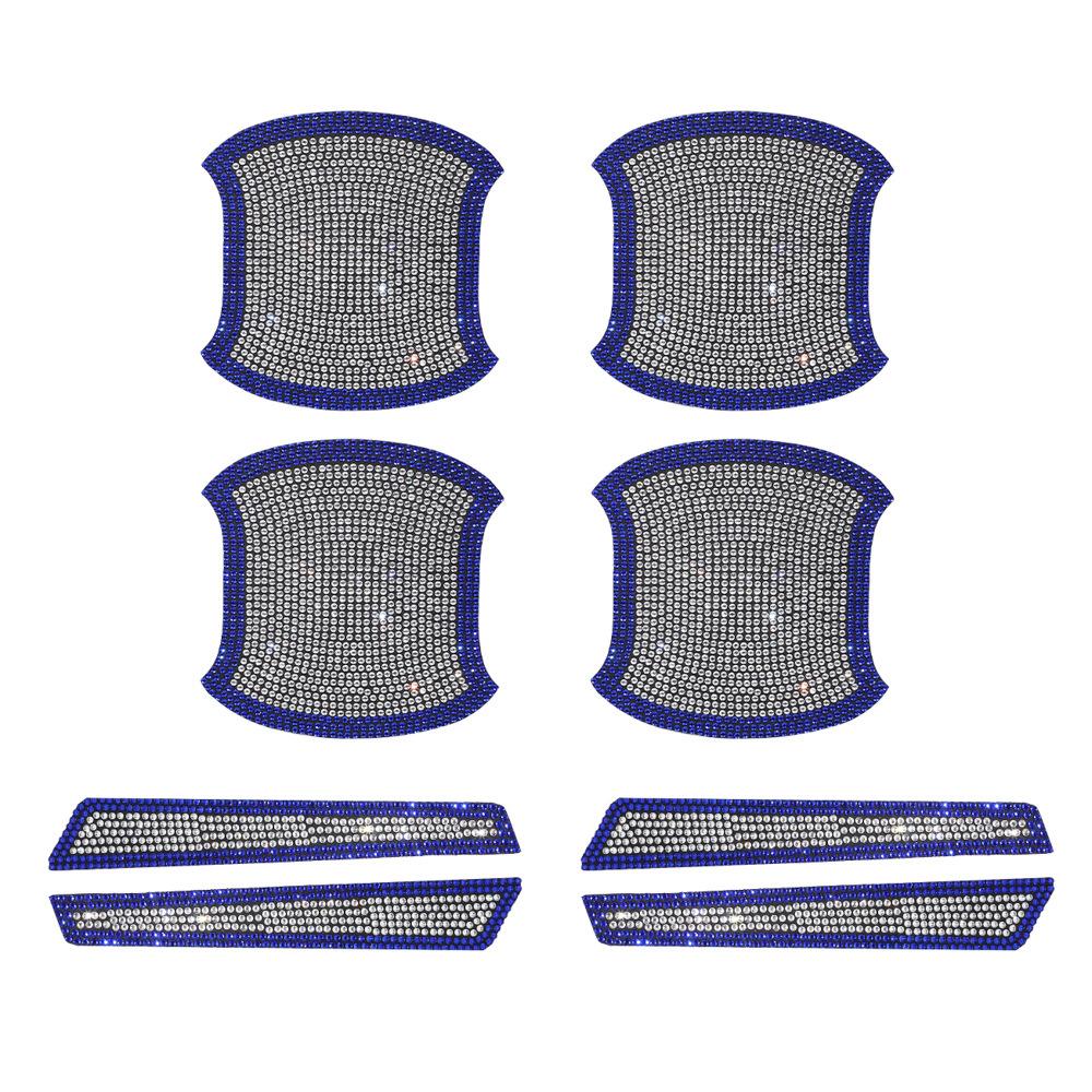 8 ks kamínkových křišťálových samolepek na dveřní misku do auta s nálepkou na kliku dveří, samolepky proti poškrábání, protikolizní proužek