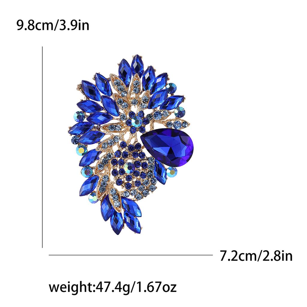 African Exquisite Alloy Full Diamond Large Glass Brooch High-End Fashion Women'S Clothing Corsage Jewelry Pin
