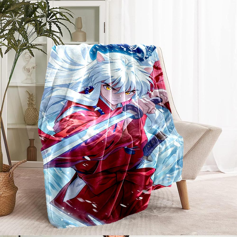 Inuyasha Theme Printed Blanket - Perfect for Couch, Bed, Travel & Outdoor Use | Machine Washable, Cozy & Durable.