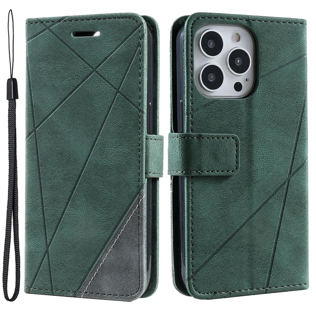 Für iPhone 15 Pro Magnetische Hülle Splicing Design Brieftasche Ständer Handyhülle