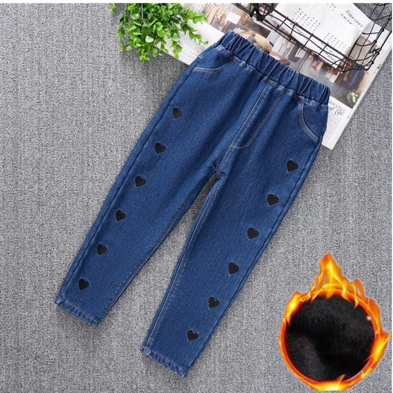 Winter Teenage Pants Girls Fleece Children Jeans Kids Denim Trousers Girls Clothing