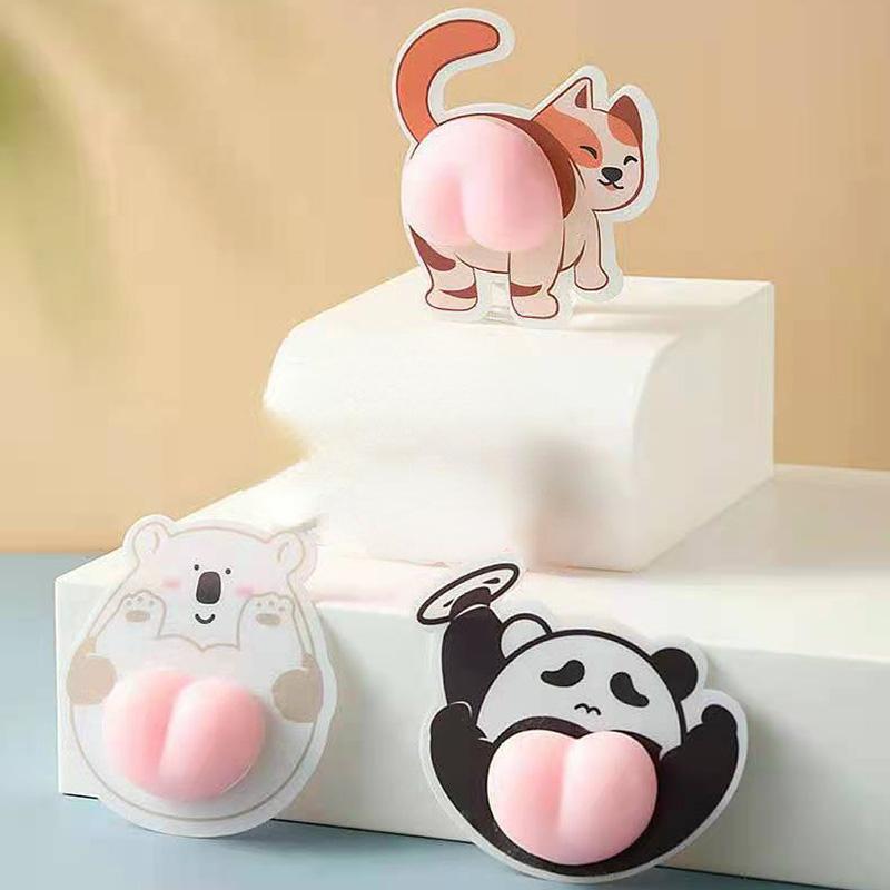 4Pcs Cute White Bear Dog Squeeze Toy DIY Bumper Sticker Soft Squishy Stress Relief Novelty Kids Adults