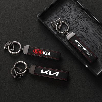 PZLX1 Suede Leather Car Keychain Luxury Keyring Accessories For K9 Sportage Niro K5 Carnival EV6 EV9 EV3 K8 Stinger Forte Ceed