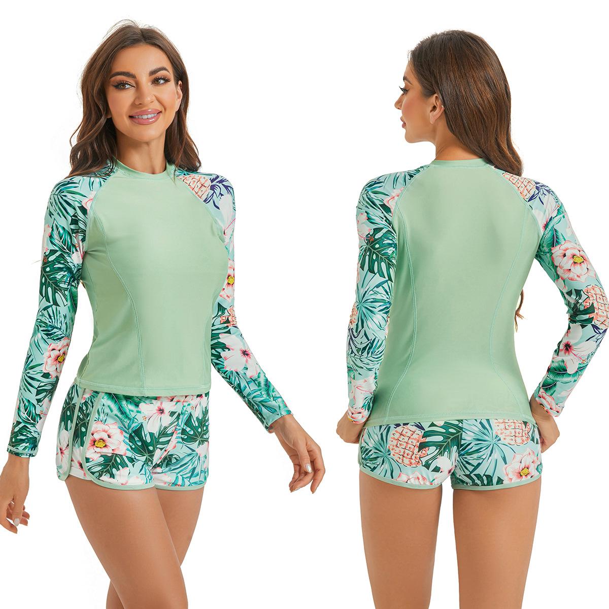 

2024 European & American Women s Sexy Print Sporty Zipper Swimsuit M