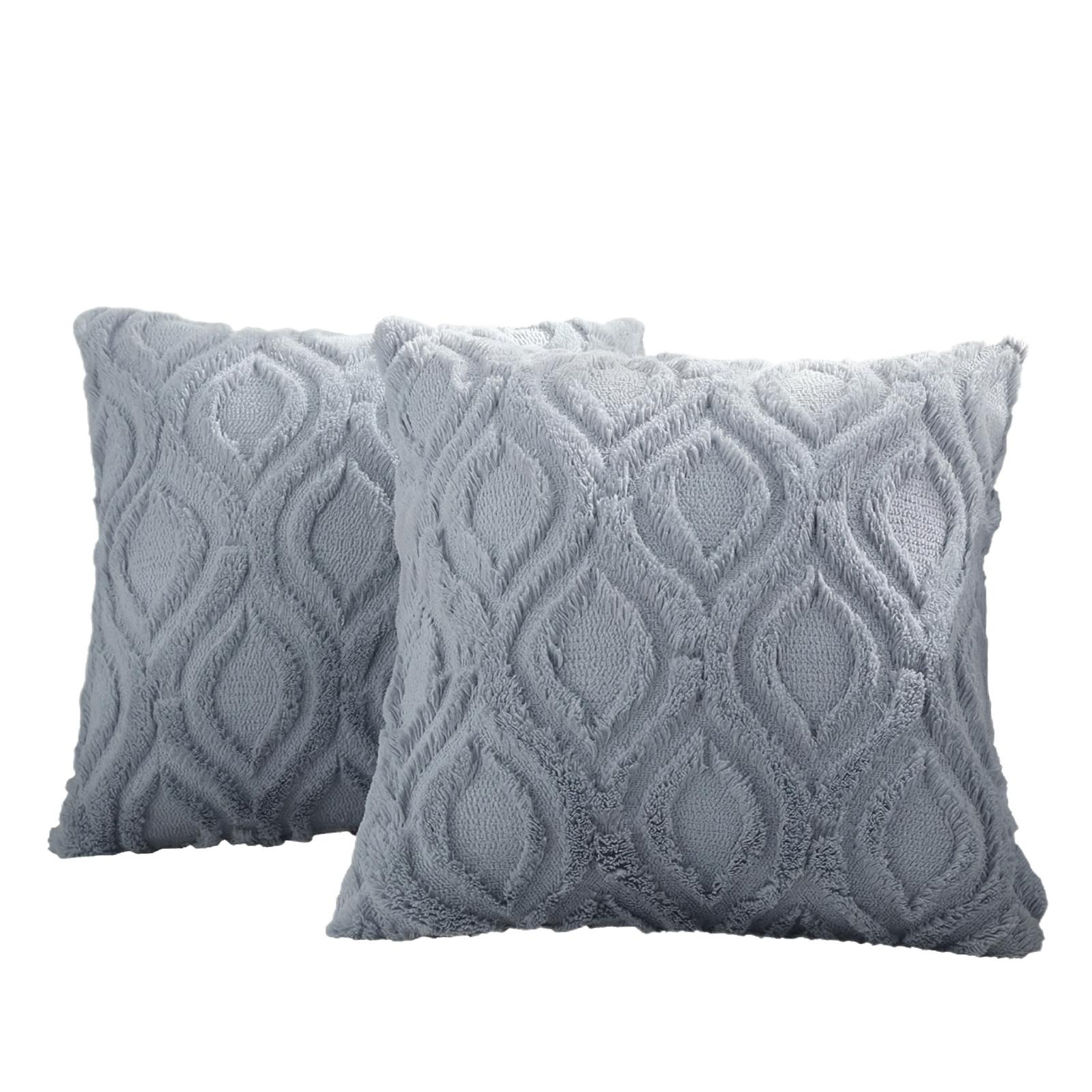 Pillowcase 45x45CM Solid Color Three-Dimensional French Style Soft Plush Decorative Cushion Cover Without Pillow Insert for Home Sofa Bedroom One Size