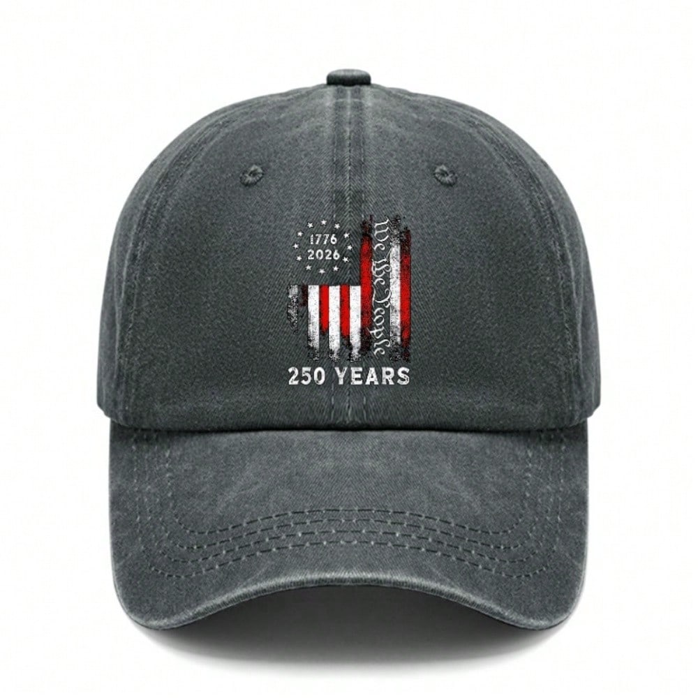 Patriotic Baseball Cap - 250Th Anniversary Commemorative "WE THE PEOPLE" Print Adjustable Vintage Washed Polyester Hat Unisex Outdoor Sports Daily