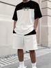Men's Letter Print Crew Neck Short Sleeve Stylish Streetwear Men's Fashion Set Summer Casual Outdoor Vacation Two-Piece Set