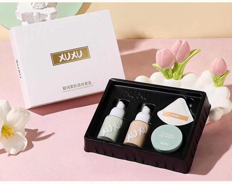 XUXU Lightweight Skin Base Makeup Set: Four-Piece Cosmetic Kit for Students and Parties