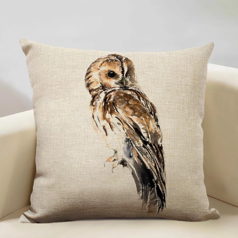 

Lovely Animal Owl Cushion Cover 45x45cm Linen Pillow Case Sofa Pillowcase Suitable for All Kinds of Occasions Bar Decoration 22x22Inch