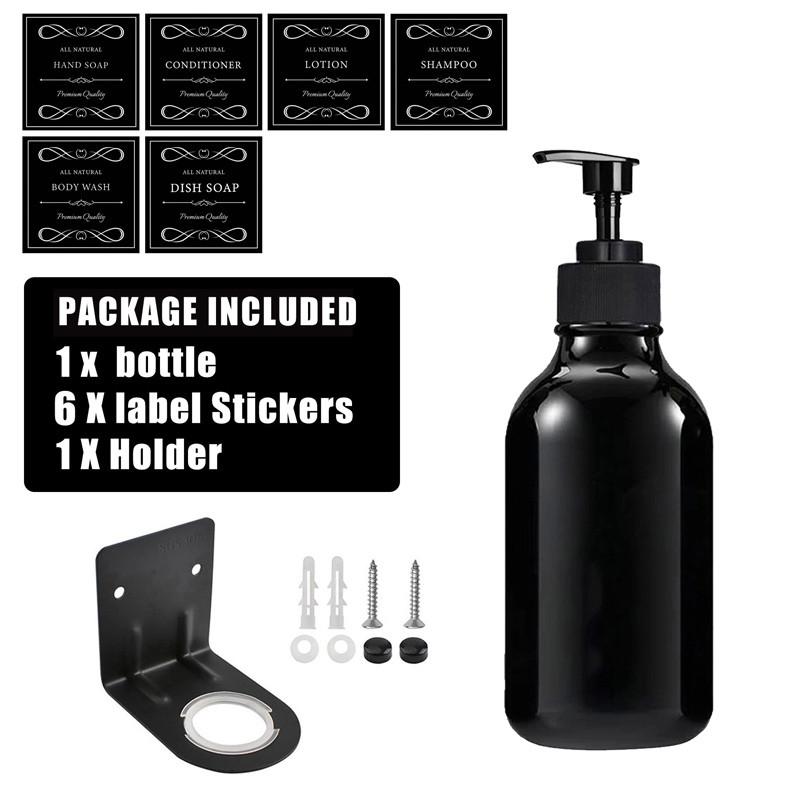 500ml Shampoo and Conditioner Shower Soap Bottle with Label Apothecary Lotion Wall Mount Pump Soap Dispenser