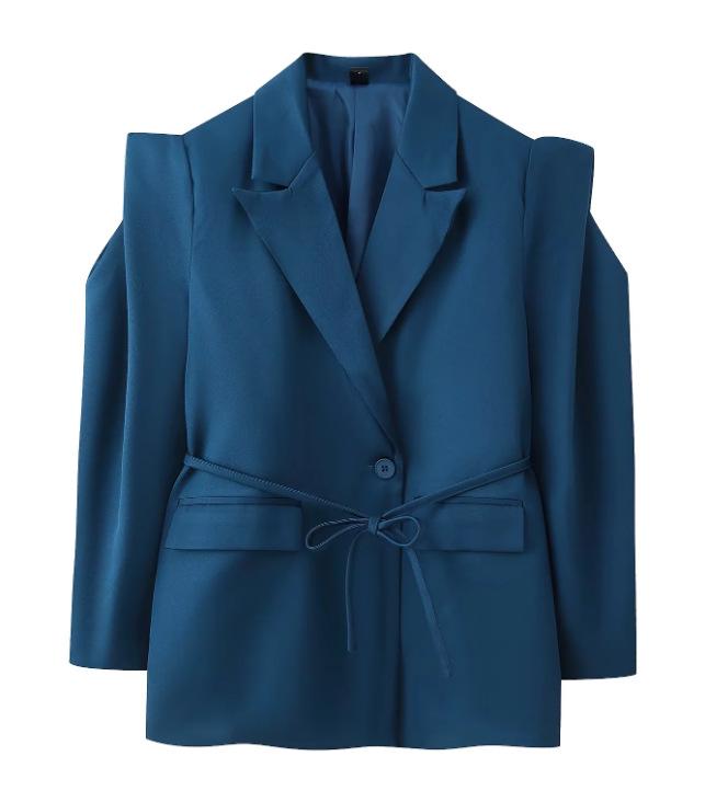 Giacca da completo da donna stile europeo e americano, cintura dimagrante per la vita, con spalle larghe