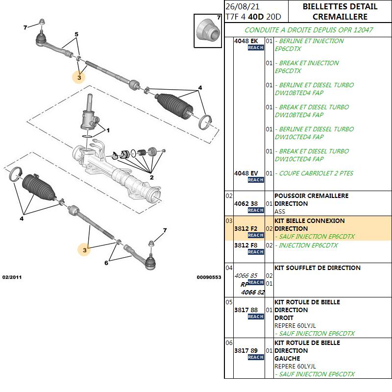 Steering Gear Tie Rod Inner End Ball Joint 3812F2 3812.F2 for Peugeot 308 408 3008 Citroen C4 Automobile Front Suspension
