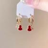 Premium Sense Red Double Gourd Ear Buckle Women's Light Luxury Temperament Fashion Versatile Earrings Niche Design Sense Daily Earrings