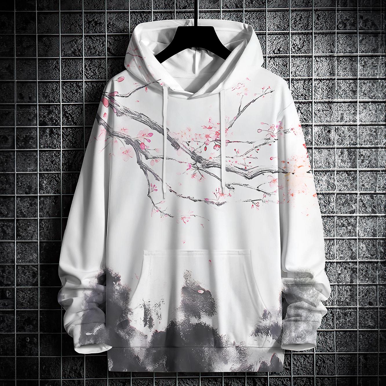 

Модная мужская толстовка с капюшоном с 3D-принтом китайского пейзажа, высококачественная одежда уличного дизайнера с длинными рукавами, свободный свитер большого размера L