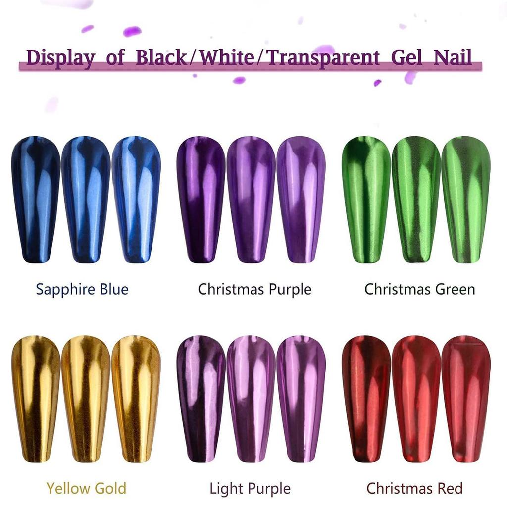 6-Color Champagne Magic Mirror Nail Powder: High-Gloss Aurora Titanium Gold Fairy Glitter.