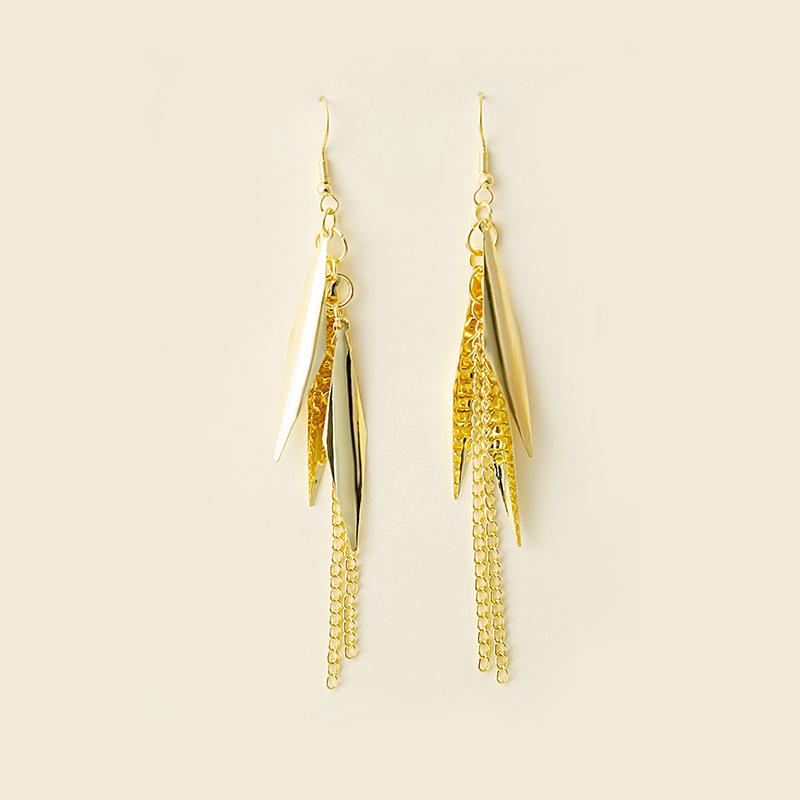 European and American Multi-Layer Hollow Metal Geometric Tassel Earrings
