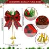 6Pcs/Set Buffalo Plaid Christmas Bows Hanging Ornament  Christmas Tree Decoration