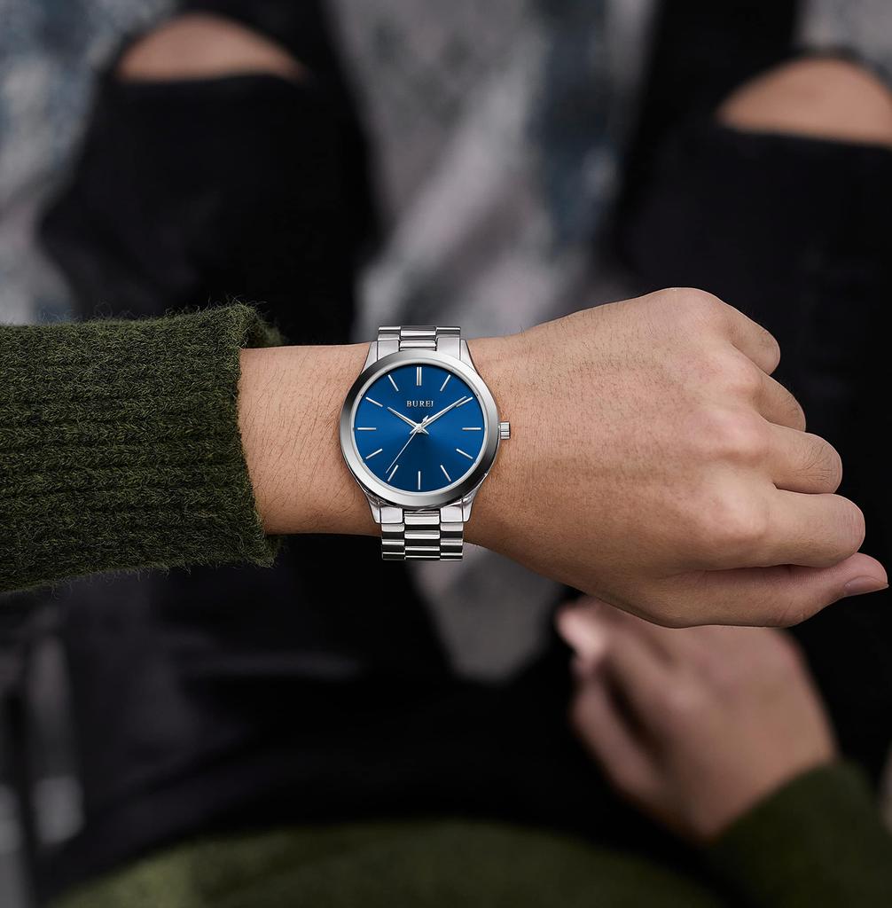 BUREI Watch Analog Quartz Simple Waterproof Black Arm Watch Popular Stylish Gentleman Business Casual Luminous Watch G Men's Men's
