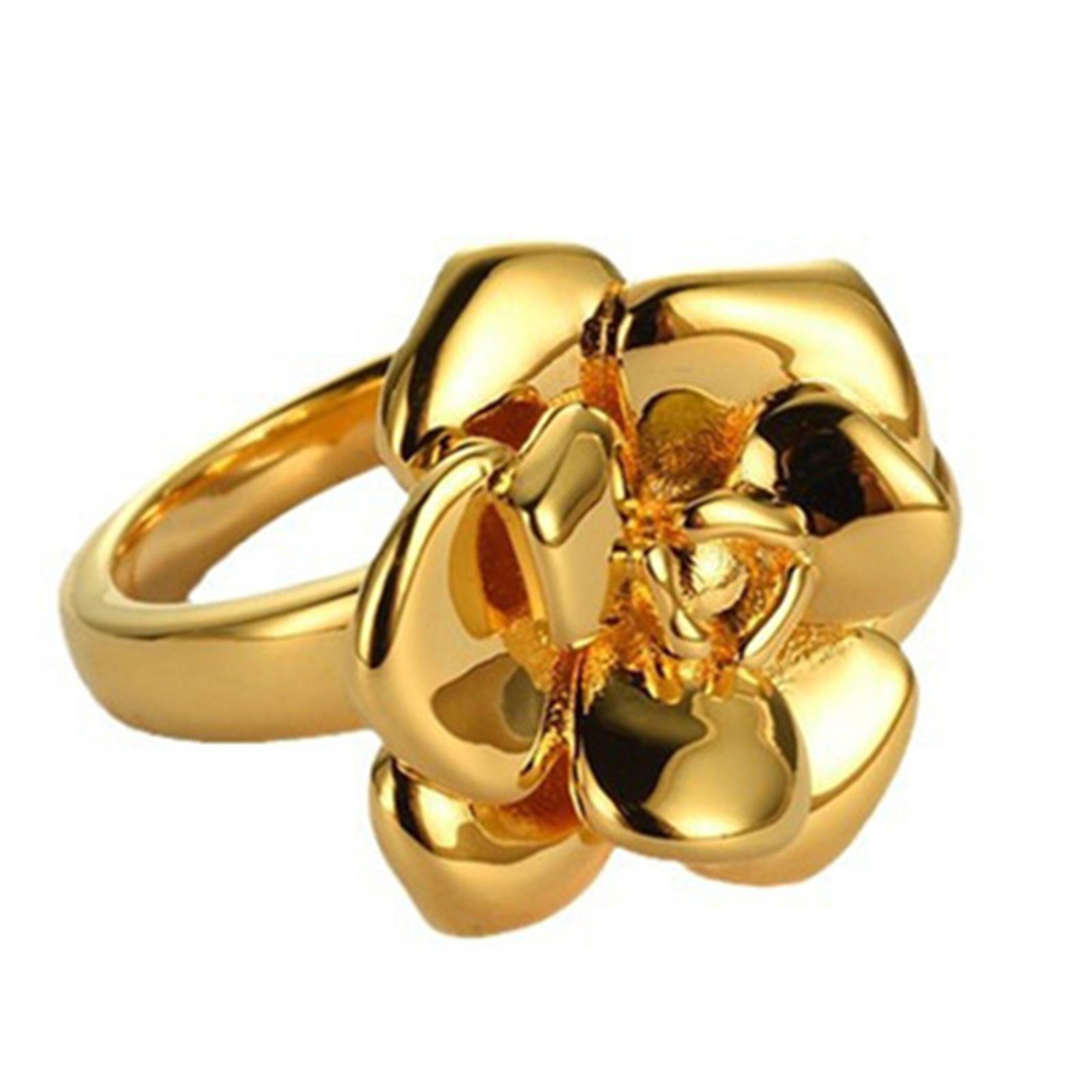 

Luxurious Camellia Inspired Rings Classic 18K Gold Style Camellia Rose Rings Charm for Daily Wear Dates Parties 6