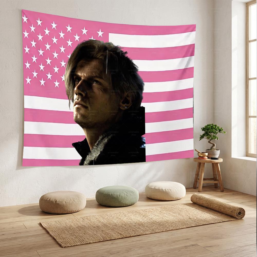 Leon Kennedy Resident Evil Tapestry  Wall Cloth Background for Restaurant Bar  Party Horror Game Wall Decor