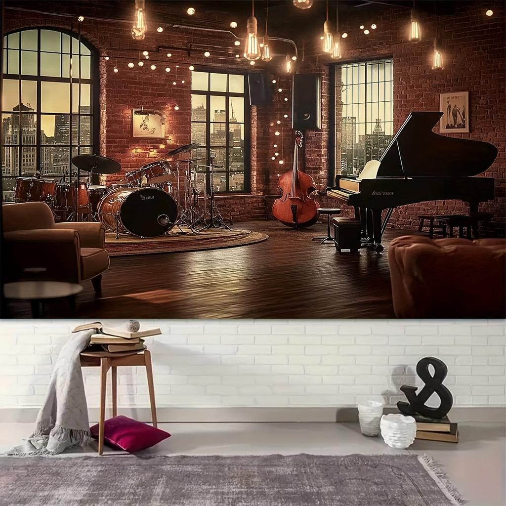1 PC photography background banner nylon 2D flat surface indoor musical scene warm light theme background cloth