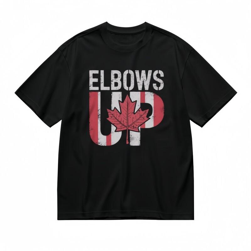 

Men s Trend All-Season Classic T-Shirt Maple Leaf Design Elbows Up Slogan Tee S