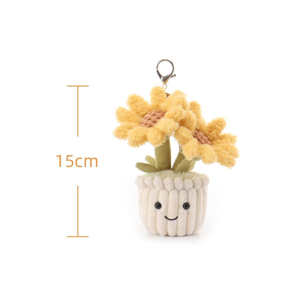 Apricot Lamb Yellow Sunflower Cute Soft Keychain Plush Perfect for Boys and Fits Kids Backpacks and 15cm Toy, Girls, Purses,