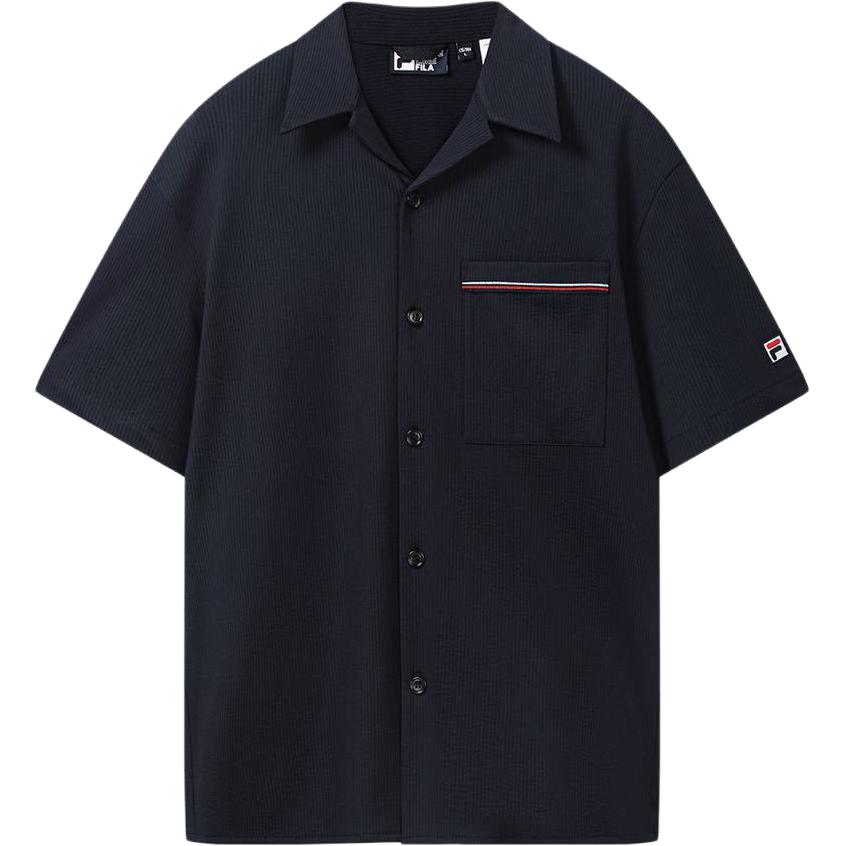 FILA Heritage Элегантная жизнь Вязаная свободная короткорукавная рубашка Мужские рубашки F11M638406F-DB M