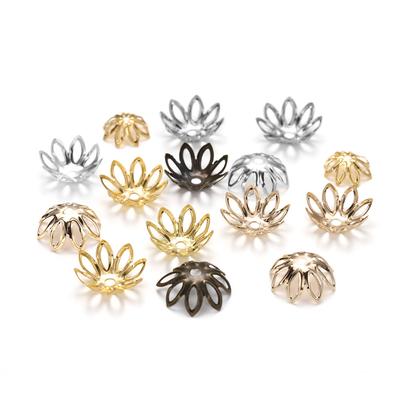 100pcs/lot Silve Gold Rhodium Bulk Flowers Beads Caps for Jewelry Making Findings Supplies