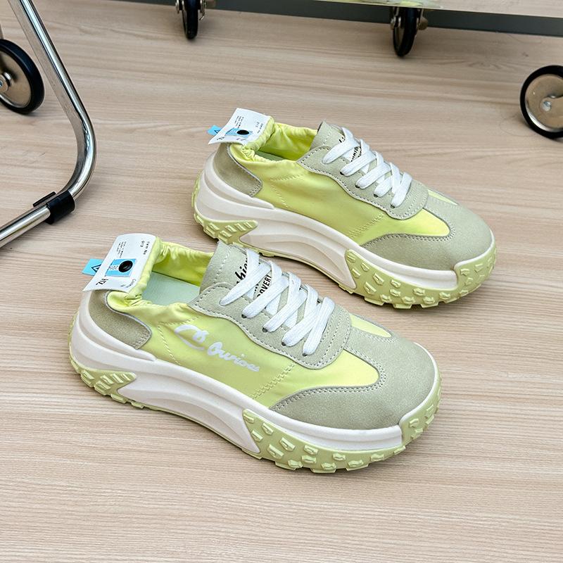 

Женские кроссовки. Нескользящие дышащие кроссовки. Удобные кроссовки на платформе со шнуровкой. Массивные повседневные прогулочные туфли. Теннисная спортивная обувь для женщин. 40 жёлтый