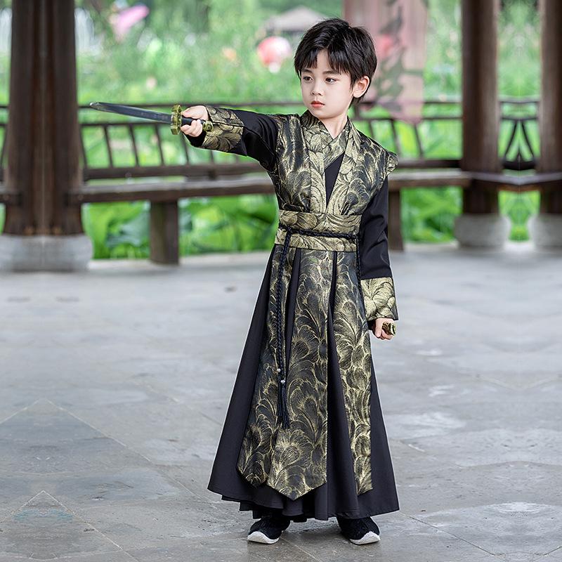 Spring 2026 Hanfu Boys' Ancient Costume - National Style Wuxia Tang Suit for Kids