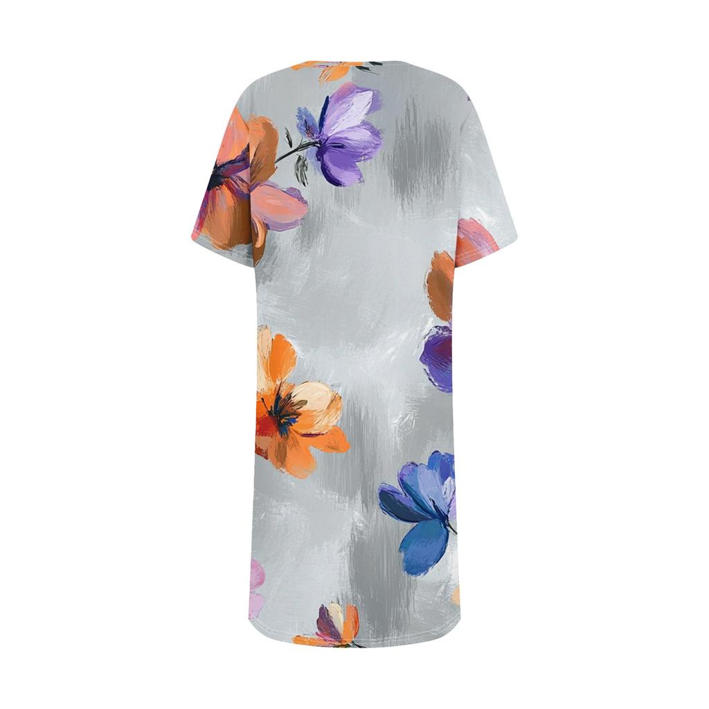 Vestiti estivi da donna, a maniche corte, in lino, casual, con t-shirt, a vita alta, da spiaggia, midi, prendisole con tasche