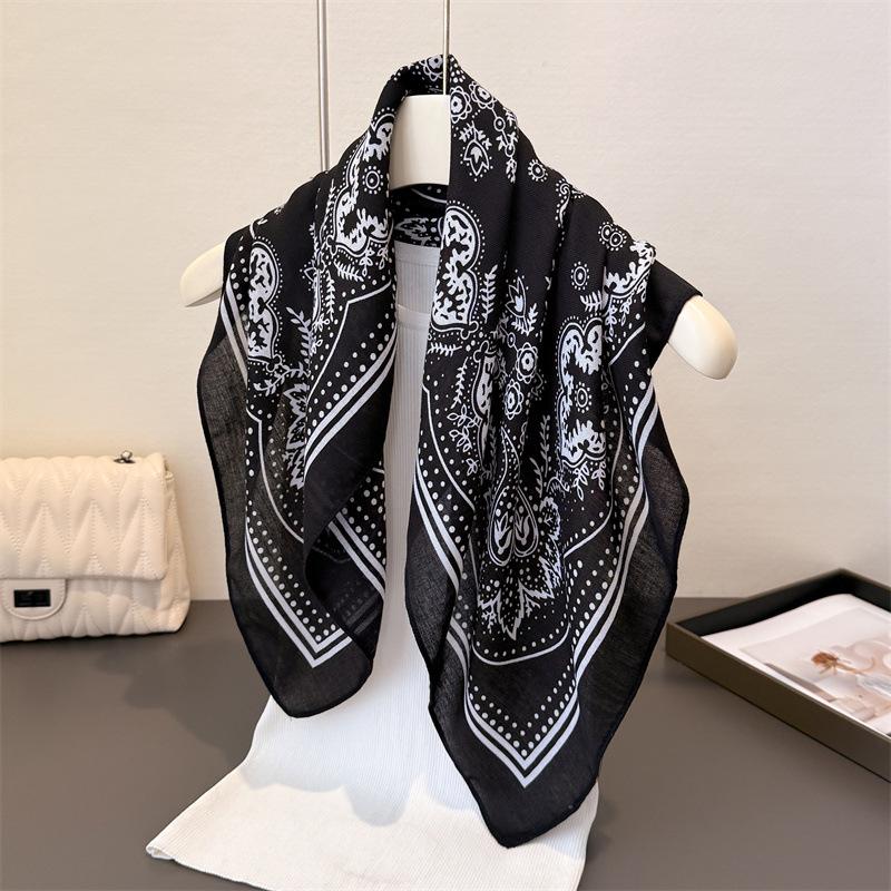 Cashew Print Hairbands Scarf Women Elagant Cotton Linen Feeling Bandana Neck Kerchief Head Bands Foulard Female Scarfs