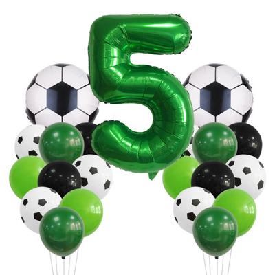 1 Set Ballon Set Voetbal Nummer Vorm Lekvrij Contrast Kleur Sport Fans Baby Verjaardagsfeestje Decoratie Boog Ballon Foto Prop