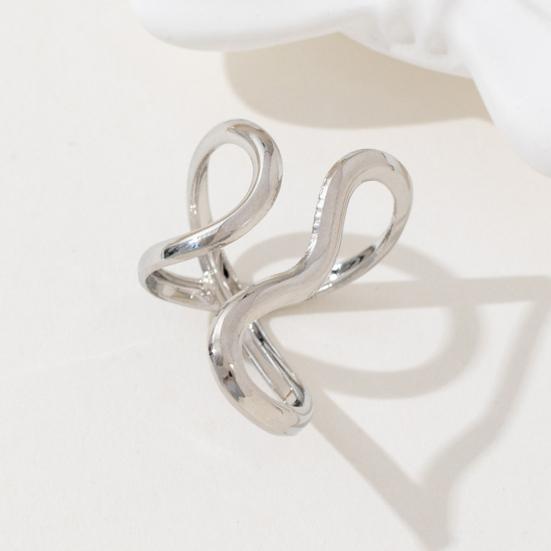 Finger Ring Open Adjustable Fit Women Ring Stainless Steel Texture Exaggerated Unconventional Lines Design Finger Band Jewelry Gift