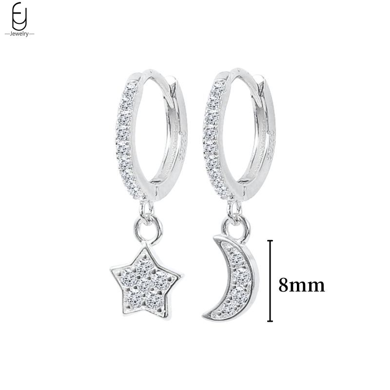 925 Silver Ear Buckles Fashion Hoop Earrings White Crystal Luxury Women's Earrings Wedding Women's Jewelry Premium Gift