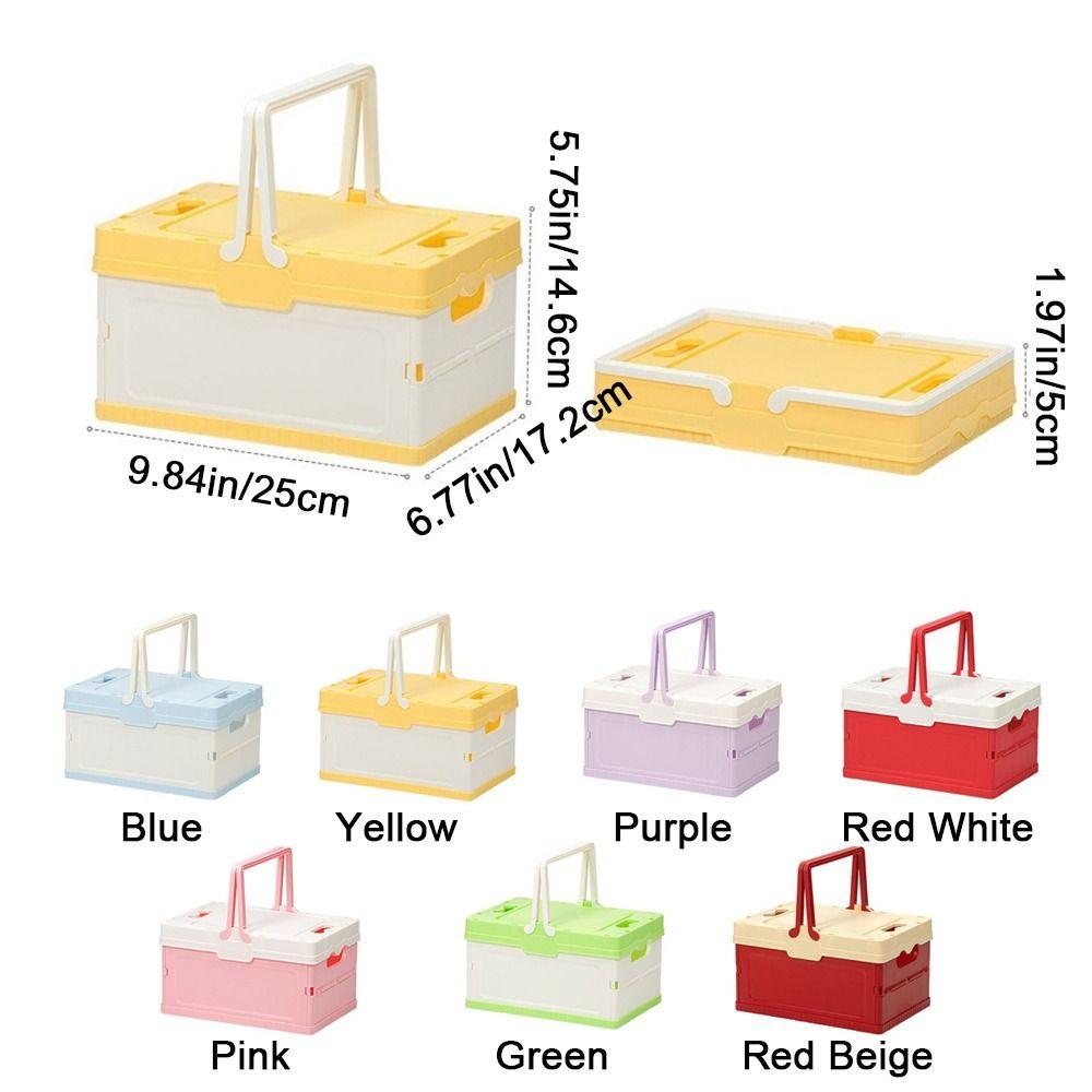 Handheld Folding Storage Box Stackable Space Saving Fruit Picnic Basket Multi-Color Plastic Car Storage Box Office Supplies