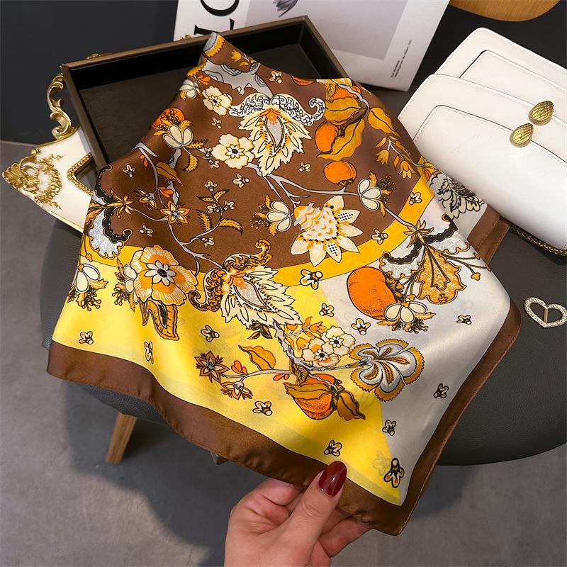 Women's 70cm Leopard Print Silk Scarf - Versatile Square Scarf for Professional and Casual Wear