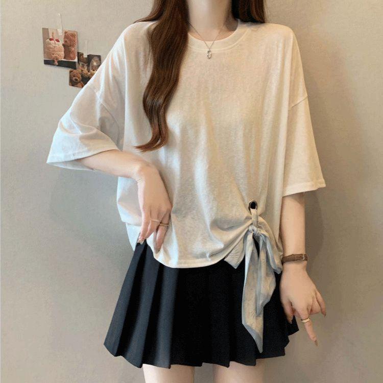 Plus Size Irregular Strap Short Sleeve T-Shirt for Women - New Summer Arrivals, Versatile, Flattering Top for Chubby Girls