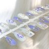 Almond Purple Gilded Cat Eye 3D Removable Nail Art, 30 Pieces