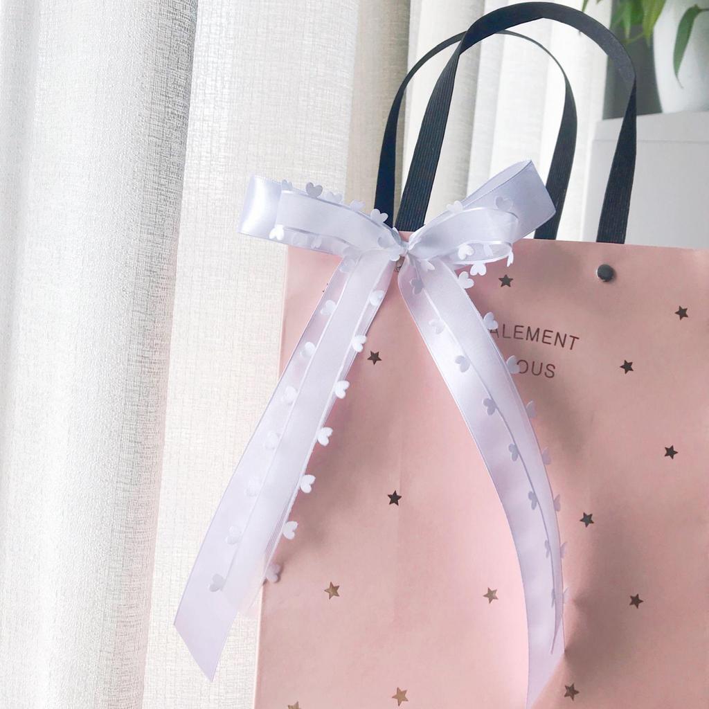 Peach Heart Gauze Ribbon Bows for Party, Wedding, Car Decoration, Gift Box Packaging