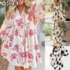Women's Fashion Summer Spring Long Sleeve V-Neck Casual Dresses