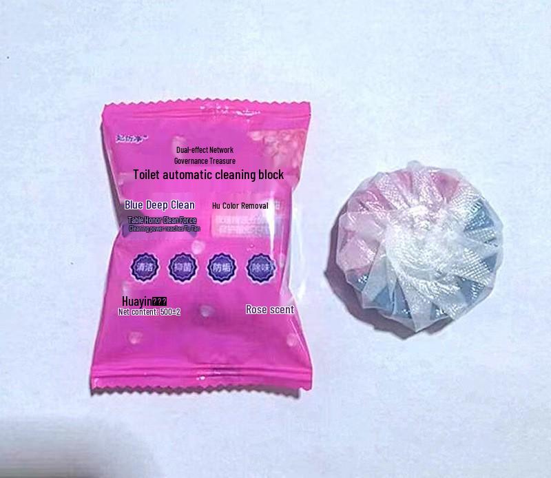 

Two-Color Rose Scent Toilet Cleaner Blocks with Blue Bubble Deodorizer